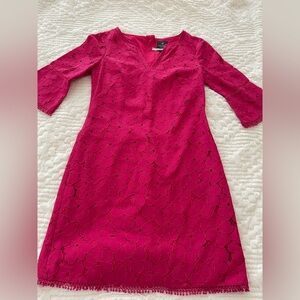 Adrianna Papell Fuchsia Floral Lace Dress
